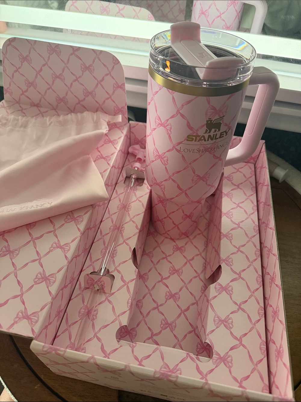 Stanley Pink Insulated Travel Mug with Handle and Straw